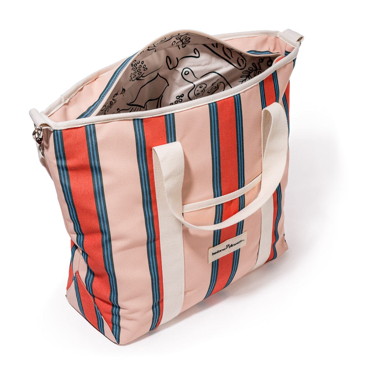 The Cooler Tote Bag - Bistro Dusty Pink Stripe Cooler Tote Business &amp; Pleasure Co 