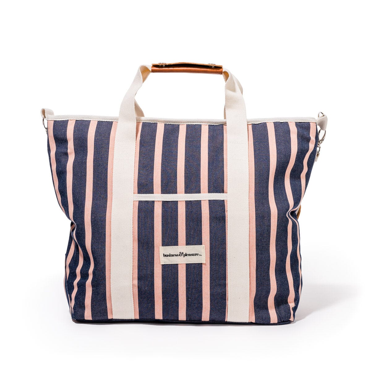 The Cooler Tote Bag - Monaco Navy And Pink Stripe Cooler Tote Business &amp; Pleasure Co 