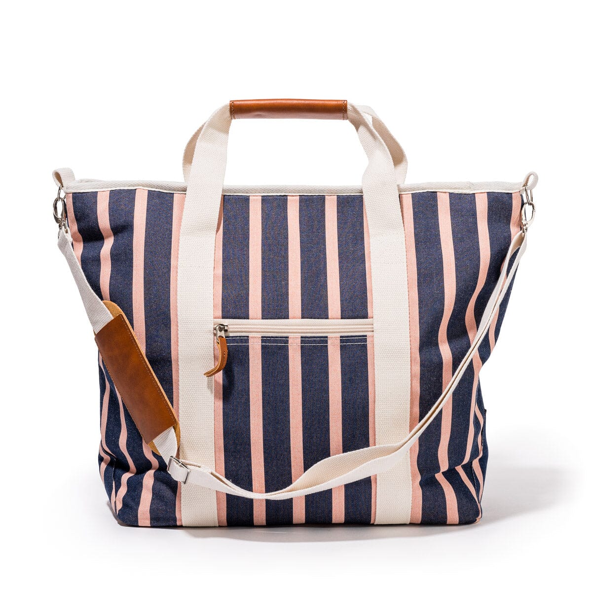 The Cooler Tote Bag - Monaco Navy And Pink Stripe Cooler Tote Business &amp; Pleasure Co 