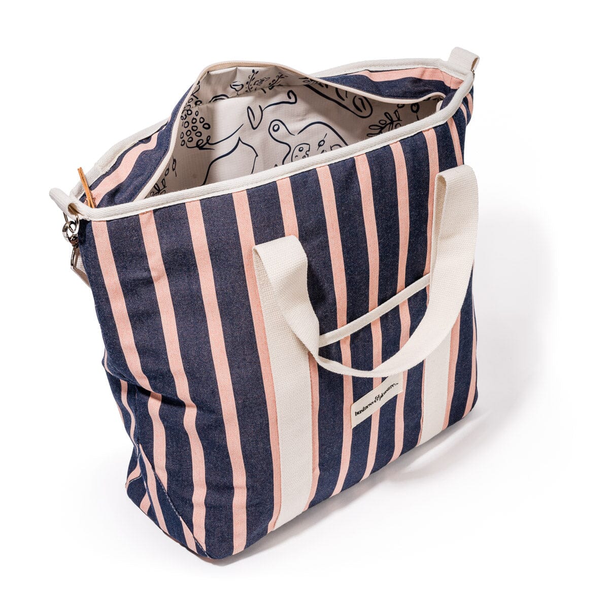 The Cooler Tote Bag - Monaco Navy And Pink Stripe Cooler Tote Business &amp; Pleasure Co 