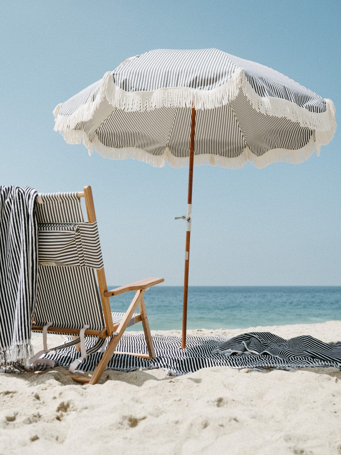 The Premium Beach Umbrella - Lauren&#39;s Navy Stripe Premium Beach Umbrella Business &amp; Pleasure Co 